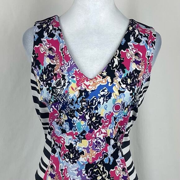 Anthropologie Nicole Miller Floral Stripe Feminine Date Dress NWOT Size M - Picture 3 of 13